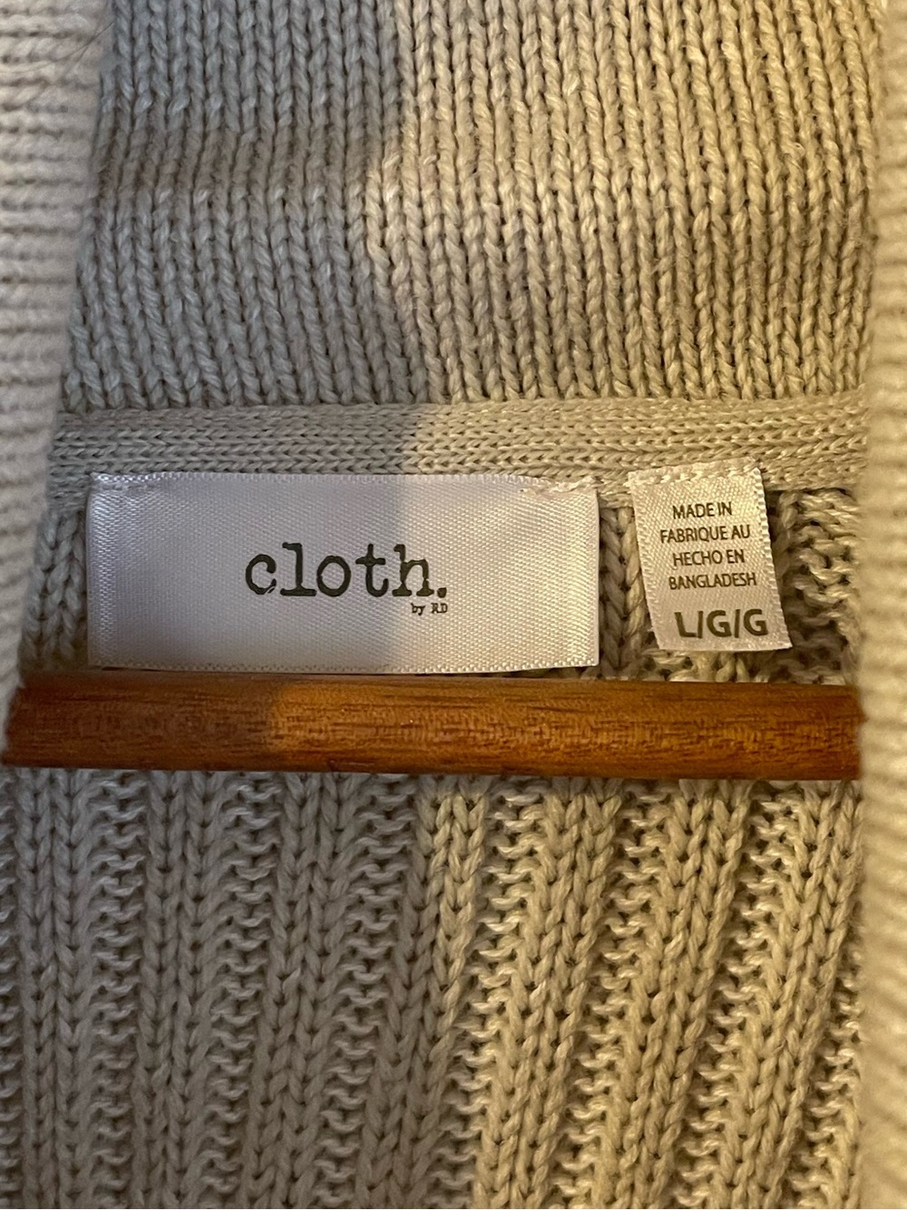 Cloth by RD Cream Ribbed Cowl Neck Side Button High Low Tunic Sweater L - Picture 8 of 8